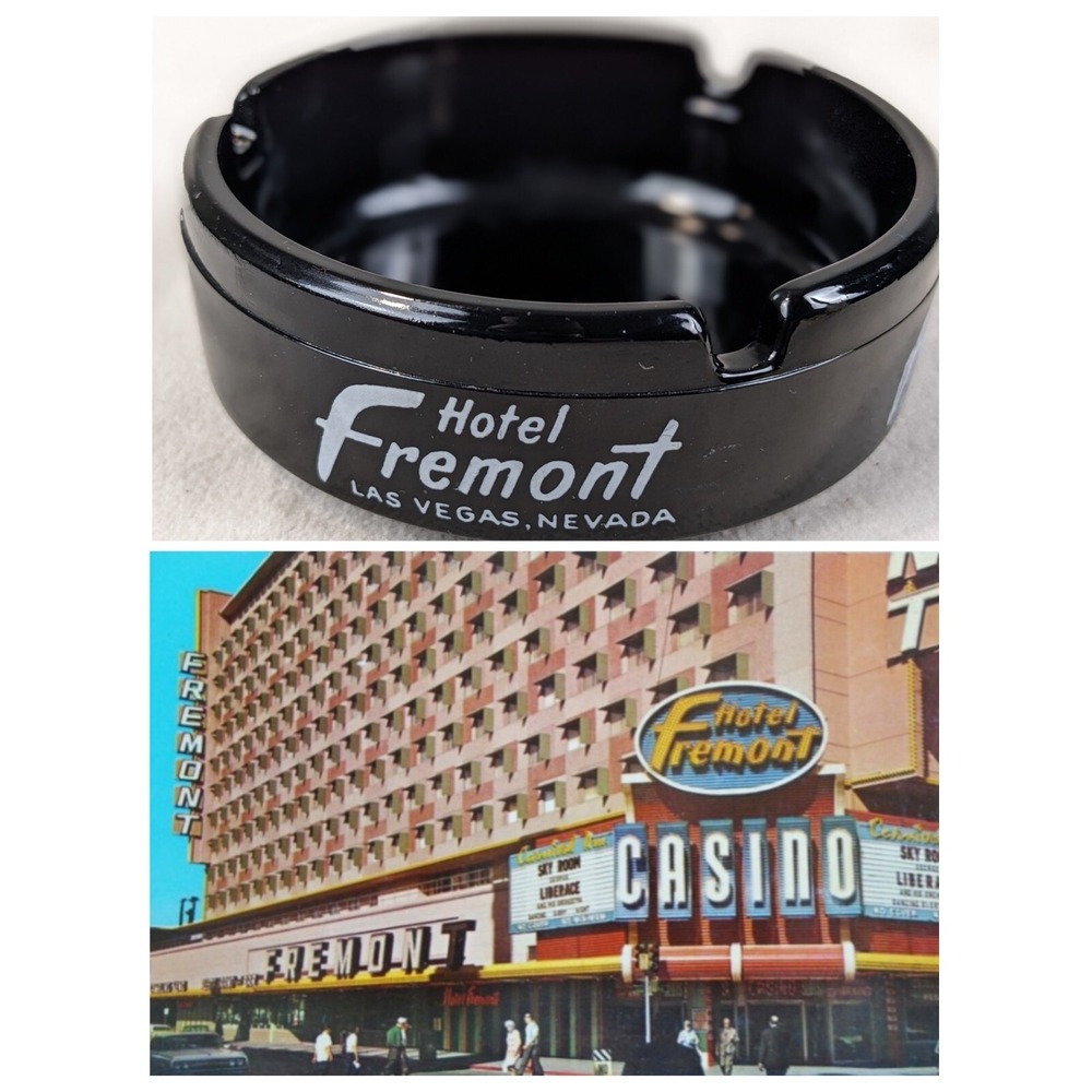 Hotel‎ Fremont Ashtray Las Vegas, Nevada Glass Black